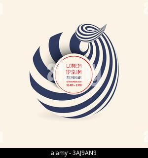 Abstract striped design element. Spiral, rotation and swirling movement. Vector illustration with dynamic effect. Stock Vector
