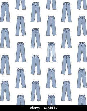 Vector seamless pattern of hand drawn sketch doodle colored jeans pants isolated on white background Stock Vector