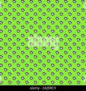 Seamless pattern with small white ducklings on a bright green background Stock Vector