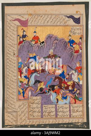 This artwork depicts the legendary Persian hero Rustam slaying the ...