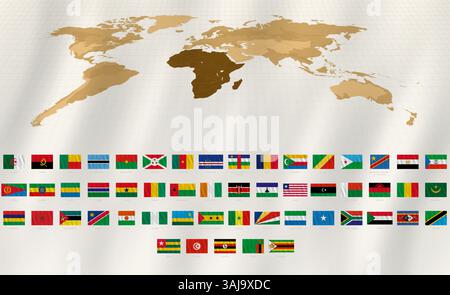 Waving Flags of Africa, Official Proportions Collection. Vector illustration. Stock Vector