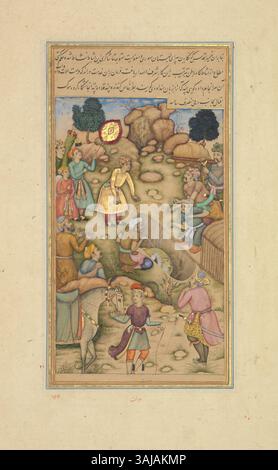 The scene from the 'Akbarnama' depicts Emperor Akbar greeting Rajput ...