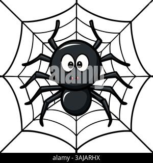 cute spider in web Stock Vector
