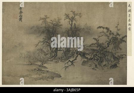 'Spring Fragrance, Clearing After Rain' is a painting by Ma Lin (1180–1256), dating between 1195 and 1224. The artwork is housed in the National Palace Museum and is part of the Collected Rarities of Famous Paintings series. Created using silk as the medium, it reflects the beauty of nature and the artist's skill in depicting seasonal changes. Stock Photo