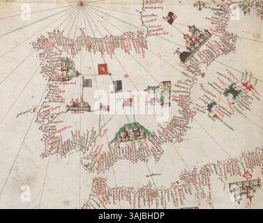 This Portolan chart, created by Bartolomeo Olives in 1575, is a ...