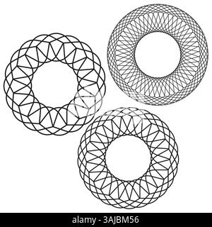 Geometric ring symbol. Circular mesh pattern. Thin linear vector. Abstract round shape. Stock Vector