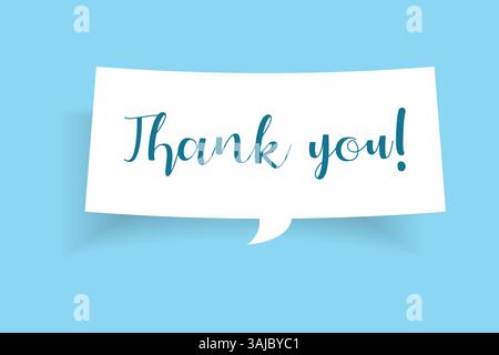 Thank You Message Banner – Minimalist White Paper Cutout on Blue Background  Gratitude Card Design for Business, Presentation, or Event Stock Vector