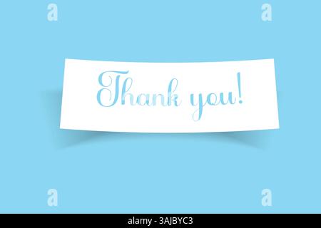 Thank You Message Banner – Minimalist White Paper Cutout on Blue Background  Gratitude Card Design for Business, Presentation, or Event Stock Vector