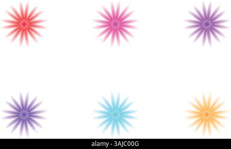Colorful Glowing Floral Elements on Transparent Background – Abstract Vector Flower Design Stock Vector