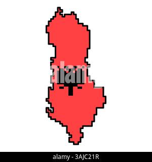 Pixelated world map icons in 8-bit style, featuring over 190 countries. Perfect for digital art, educational projects, and themed designs. Stock Vector