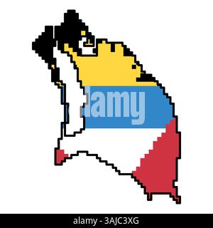 Pixelated world map icons in 8-bit style, featuring over 190 countries. Perfect for digital art, educational projects, and themed designs. Stock Vector