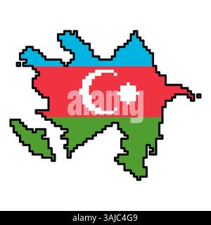 Pixelated world map icons in 8-bit style, featuring over 190 countries. Perfect for digital art, educational projects, and themed designs. Stock Vector