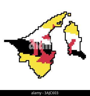 Pixelated world map icons in 8-bit style, featuring over 190 countries. Perfect for digital art, educational projects, and themed designs. Stock Vector