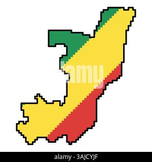 Pixelated world map icons in 8-bit style, featuring over 190 countries. Perfect for digital art, educational projects, and themed designs. Stock Vector