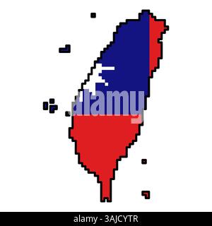 Pixelated world map icons in 8-bit style, featuring over 190 countries. Perfect for digital art, educational projects, and themed designs. Stock Vector