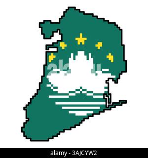 Pixelated world map icons in 8-bit style, featuring over 190 countries. Perfect for digital art, educational projects, and themed designs. Stock Vector