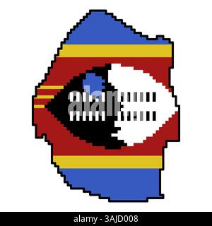 Pixelated world map icons in 8-bit style, featuring over 190 countries. Perfect for digital art, educational projects, and themed designs. Stock Vector