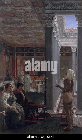 This painting by Lawrence Alma-Tadema shows a juggler in a classical or ...