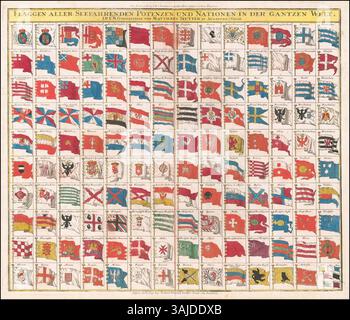 This flag chart by Tobias Lotter, created around 1760, details flags ...