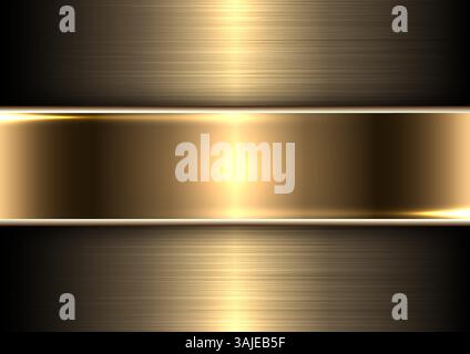 Luxurious dark metallic background with a bright horizontal gold band, modern and elegant designs. premium branding, fashion, or corporate presentatio Stock Vector