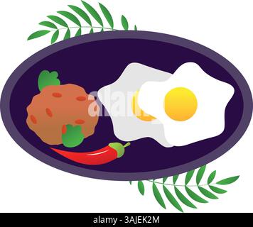 Thai food vector isolated flat illustration on the white background Stock Vector