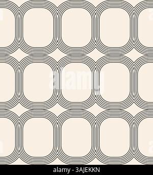 Thin lines oval seamless pattern. Black beige simple geometric pattern airplane windows . Stock Vector