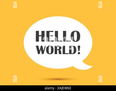 Hello world speech bubble icon in flat style. Hi message vector illustration on isolated background. Welcome sign business concept. Stock Vector