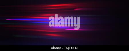 Neon Light Rays Background With Red, Blue, Pink Glow Lines On Dark Gradient. Futuristic Motion Blur Effect For Music, Party, Technology, Or Digital Stock Vector