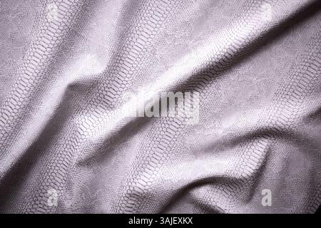 top view of White fake snakeskin. Vegan leather texture Stock Photo