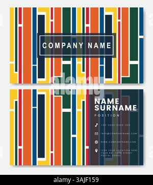 Trendy minimal abstract business card template. Creative corporate double side business card. Personal visiting card, vector illustration, professiona Stock Vector