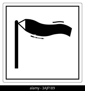 This minimalist silhouette of a windsock swaying in the wind captures the essence of outdoor conditions and aviation. Ideal for various design project Stock Vector