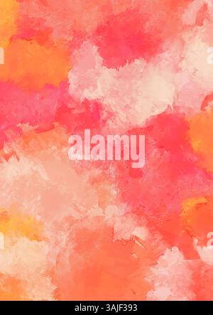 Abstract hand painted modern wall art design in orange and red colours Stock Vector