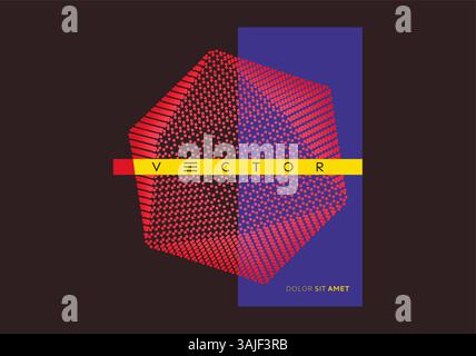 Crystal consisting of small particles. Object with dots. Molecular grid. 3d vector illustration. Futuristic connection structure for education and sci Stock Vector