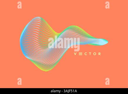 Abstract digital wave with dynamic particles. Sound wave. Big data visualization. 3d vector illustration for business, science or technology. Stock Vector