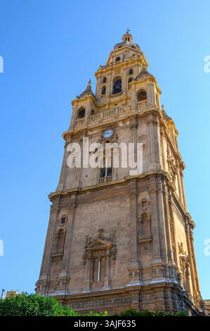 Low-angle view of the medieval steeple of the Cathedral Church of Saint Mary. Stock Photo