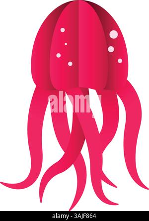 vector illustration of octopus with wave on white background Stock ...