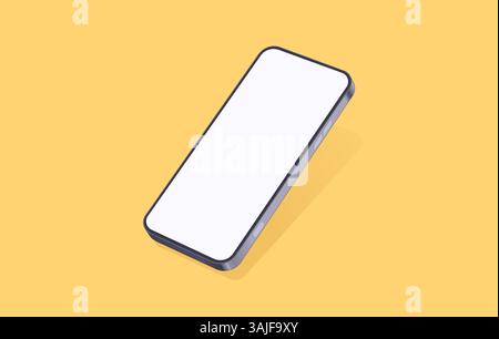 Phone screen. Realistic smartphone mockup. Perspective mobile phone mockup with blank screen. Realistic vector illustration of digital devices. Stock Vector