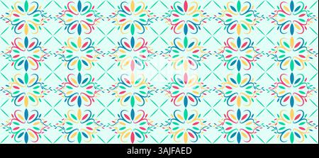 A vibrant colors pattern of flower shapes. Colorful packing background idea for showcasing beauty and vibrant colors. Stock Vector