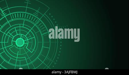 Futuristic abstract background featuring a glowing green circuit board pattern on a dark background. Minimalist design for technology. Stock Vector