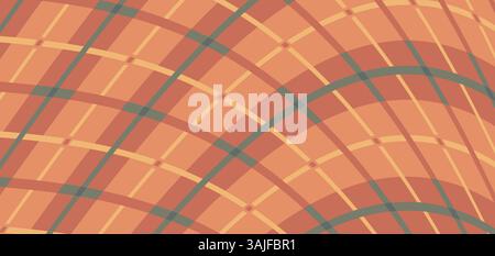 Wavy plaid pattern. Faded trendy colors colored soft pastel oblique rippled tipsy checkered pattern. Blank vector abstract background. Stock Vector