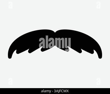Men Moustache Icon Man Face Hair Classic Old Vingate Facial Pattern Design Style Retro Mouth Italian Thick Fur Shape Outline Black Vector Symbol Sign Stock Vector
