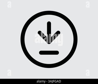 Download Arrow Round Icon Down Load Button Circle Outline Line Shape Loading Data Storage Archive Sign Symbol Vector Black White Graphic Cloud Stock Vector