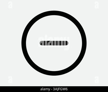 Negative Terminal Icon Minus Round Symbol Dash Circle Vector Subtract Outline Graphic Remove Less Subtraction Math Battery Negative Less Zoom Out Scal Stock Vector