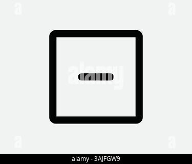 Negative Square Icon Black Outline Line Shape Dash Minus Less Zoom Out Scale Down Battery Terminal Box Vector Illustration Graphic Sign Symbol Delete Stock Vector