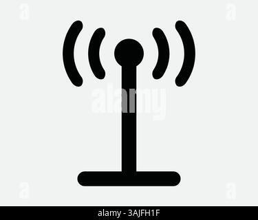 Wireless Phone Radio Wifi Signal Antenna Sign Symbol Connection Network Broadcast Air Wave Mobile Tower Satellite Equipment Stick Receiver Vector Grap Stock Vector