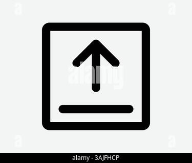 Upload Arrow Square Line Icon Up Load Upward Cloud Storage Box Direction Navigation Pathway Path Arrowhead Black Outline Server File Backup Black Vect Stock Vector