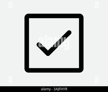 Tick Checkmark Correct Square Sign Verified Outline Symbol Right Choice Vote Select Selection Yes Affirmation Confirm Black White Vector Icon Stock Vector