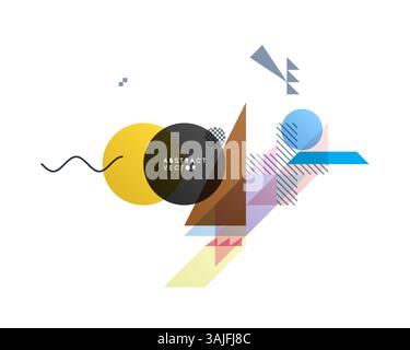 Art composition of flat colorful vector shapes. Abstract transparency geometrical background. Cover design template for presentation, corporate cover Stock Vector