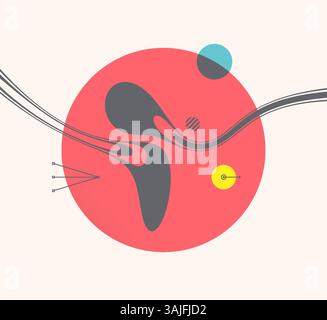 3d cover design template. Abstract melted liquid shape. Psychedelic stripes. Asian vector illustration. Pattern can be used as a template for brochure Stock Vector