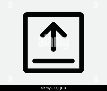 Upload Square Button Line Outline Arrow Point Pointing Data Storage Cloud Server Archive Box Black White Graphic Artwork Illustration Vector Up Load Stock Vector